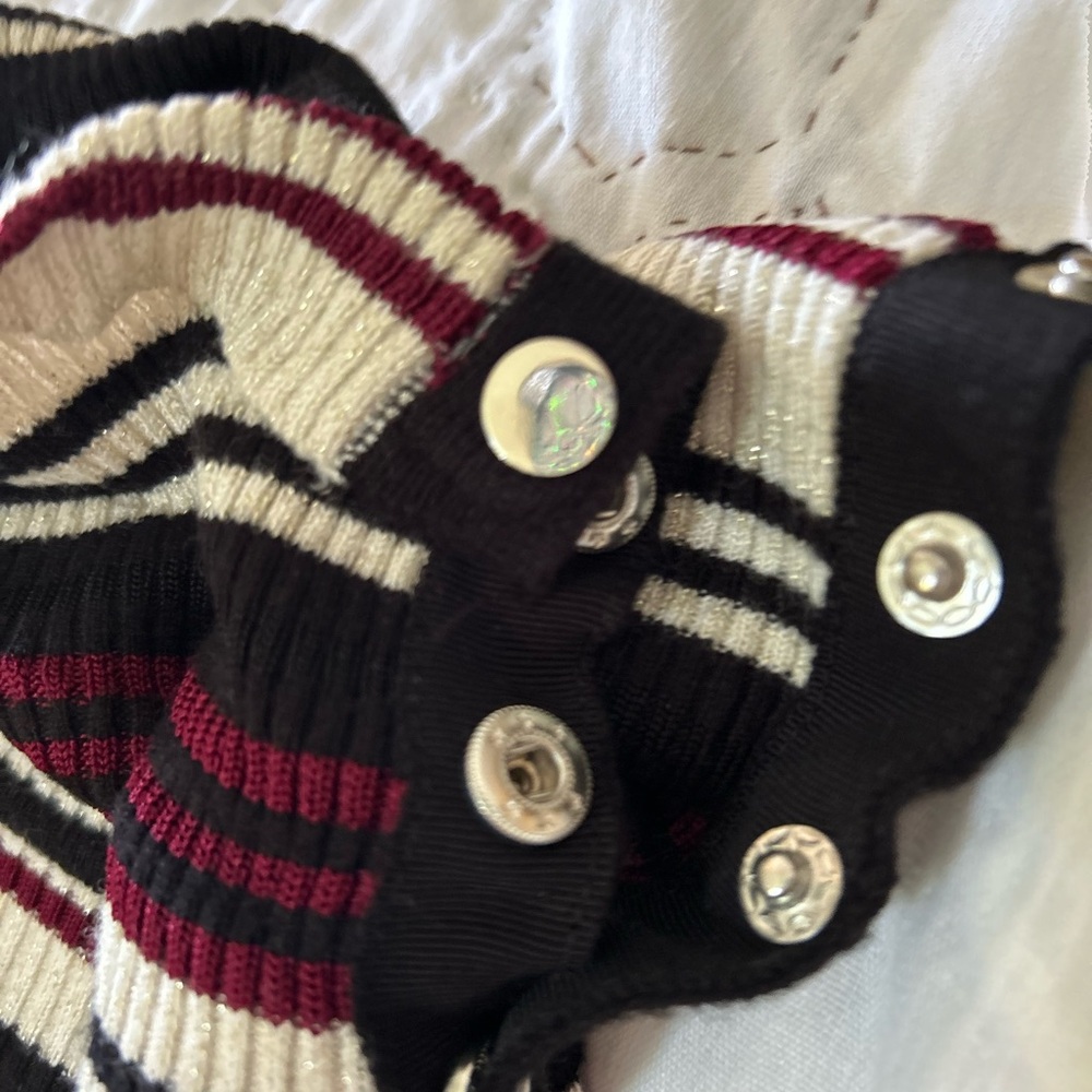 Burgundy, cream, black sweater - Picture 5 of 6